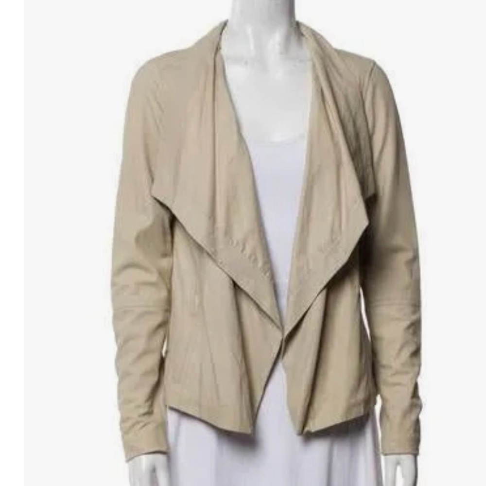 Vince leather blazer in taupe, size medium